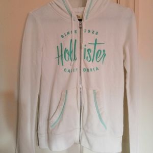 Hollister White Zip Up hoodie